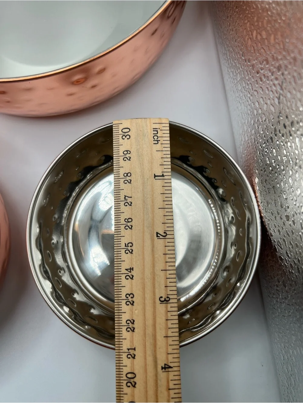 5 Piece Hammered Copper Plated Stainless Steel Stackable Storage Bowl Set Lids